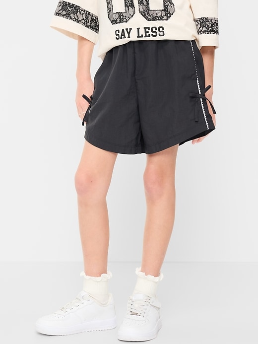 Image number 1 showing, High-Waisted Parachute Bow Shorts for Girls