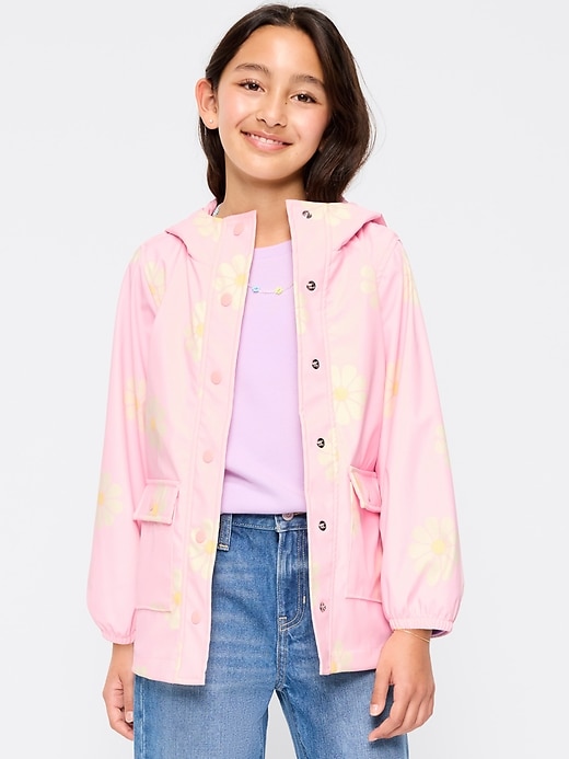 Image number 1 showing, Oversized Water-Resistant Hooded Jacket for Girls