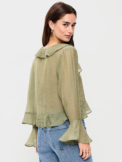 Image number 2 showing, Bell-Sleeve Ruffle Top