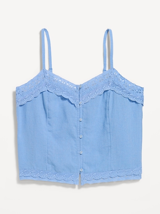 Image number 9 showing, Lace-Trim Linen-Blend Cami Tank Top