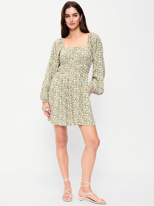 Image number 1 showing, Long-Sleeve Square-Neck Mini Dress