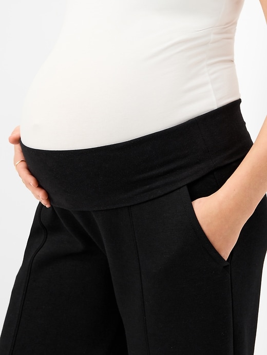 Image number 5 showing, Maternity Bounce Fleece Rollover-Waist Wide-Leg Pants