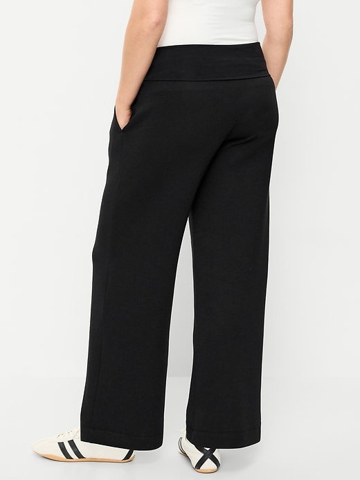 Image number 2 showing, Maternity Bounce Fleece Rollover-Waist Wide-Leg Pants