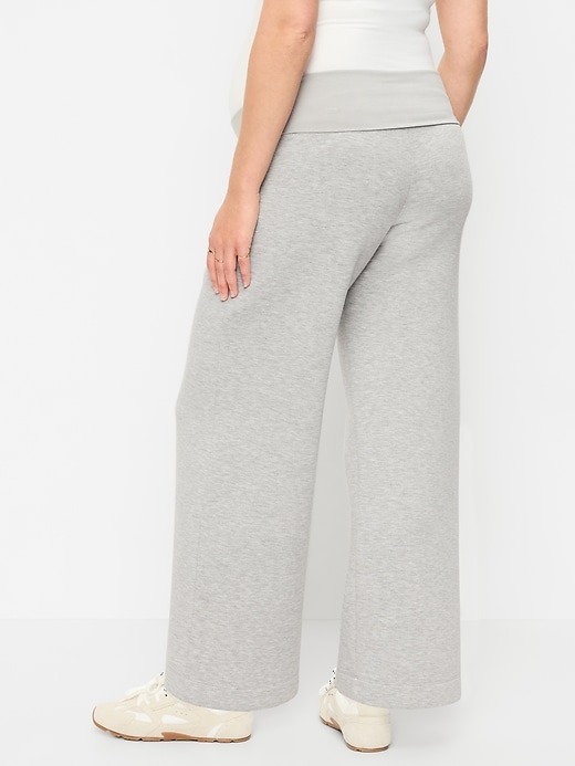 Image number 2 showing, Maternity Bounce Fleece Full-Panel Wide-Leg Sweatpants