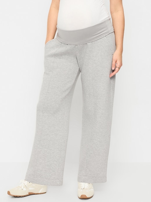 Image number 1 showing, Maternity Bounce Fleece Full-Panel Wide-Leg Sweatpants