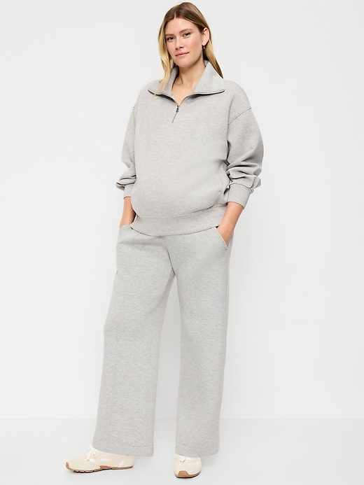 Image number 3 showing, Maternity Bounce Fleece Full-Panel Wide-Leg Sweatpants