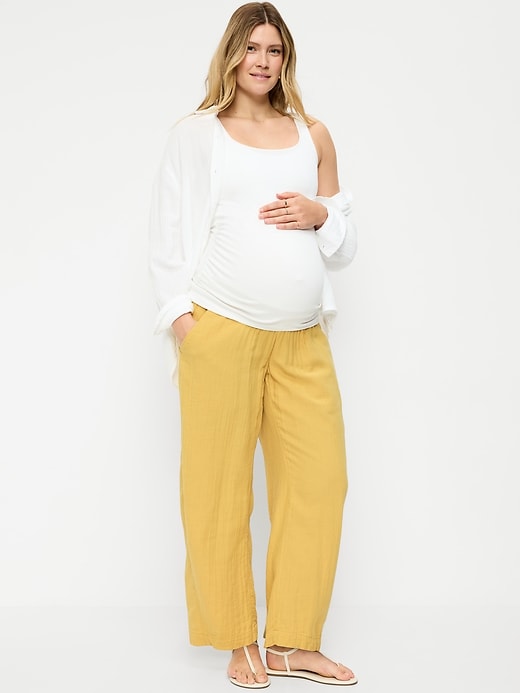 Image number 1 showing, Maternity Rollover-Waist Barrel Leg Ankle Pants