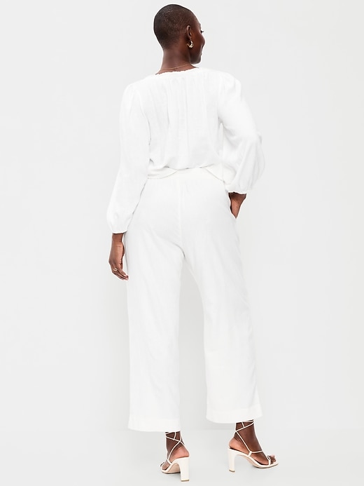 Image number 6 showing, High-Waisted Linen-Blend Straight Ankle Pants