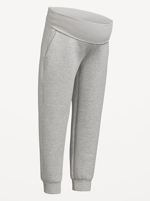 Image number 1 showing, Maternity Bounce Fleece Rollover-Waist Jogger Sweatpants