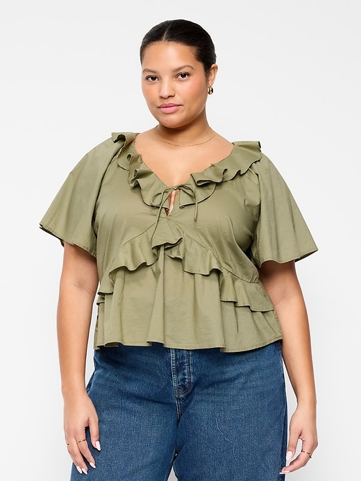 Image number 7 showing, Ruffle Tie-Front Top