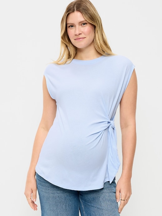 Image number 1 showing, Maternity Side-Tie Jersey Top