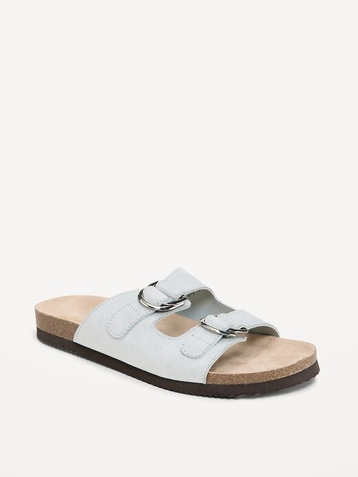 Image number 1 showing, Faux-Suede Double-Strap Slide Sandals for Women