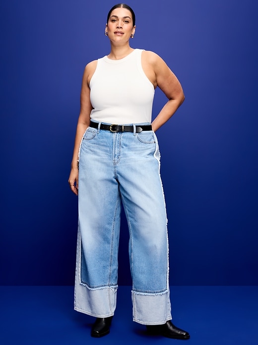 Image number 8 showing, High-Waisted Baggy Wide-Leg Jeans