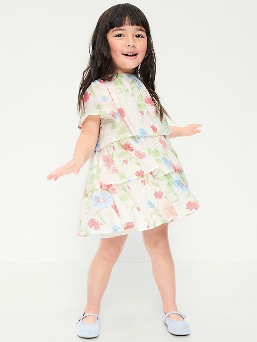 Image number 1 showing, Short-Sleeve Tiered Swing Dress for Toddler Girls