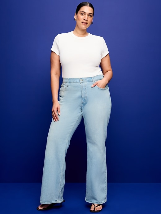 Image number 7 showing, Mid-Rise Loose Boot-Cut Jeans