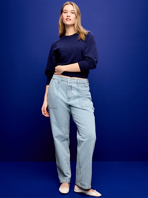 Image number 5 showing, Low-Rise Utility Slouchy Straight Jeans
