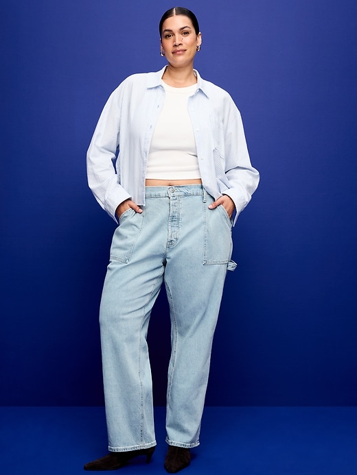 Image number 7 showing, Low-Rise Utility Slouchy Straight Jeans