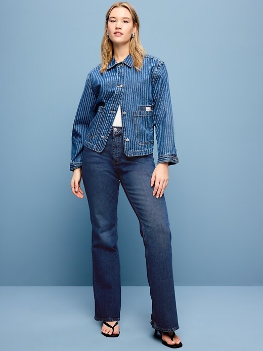 Image number 5 showing, Mid-Rise Loose Boot-Cut Jeans