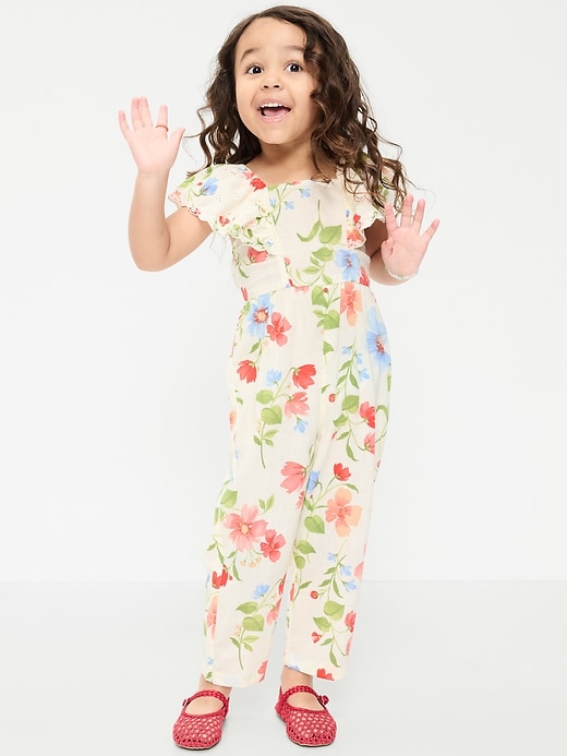 Image number 1 showing, Printed Ruffled Jumpsuit for Toddler Girls