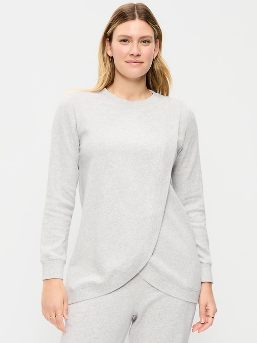 Image number 1 showing, Maternity Fleece Crossover Nursing Tunic Sweatshirt