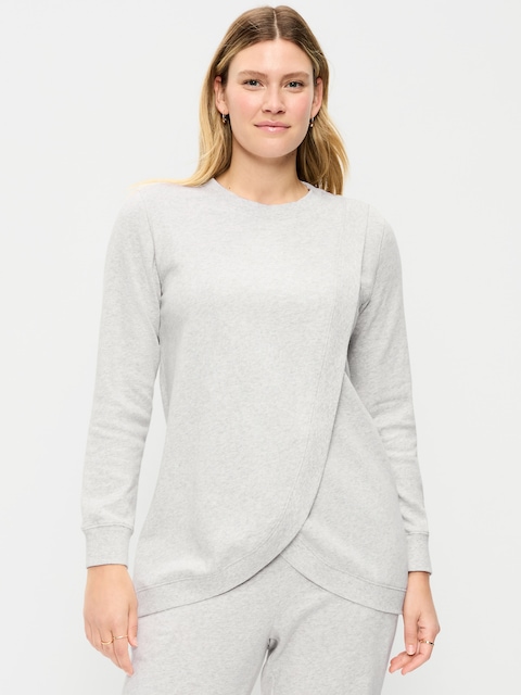 Maternity Fleece Crossover Nursing Tunic Sweatshirt