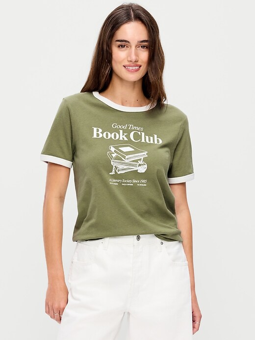 Image number 1 showing, EveryWear Crew-Neck Graphic Ringer T-Shirt