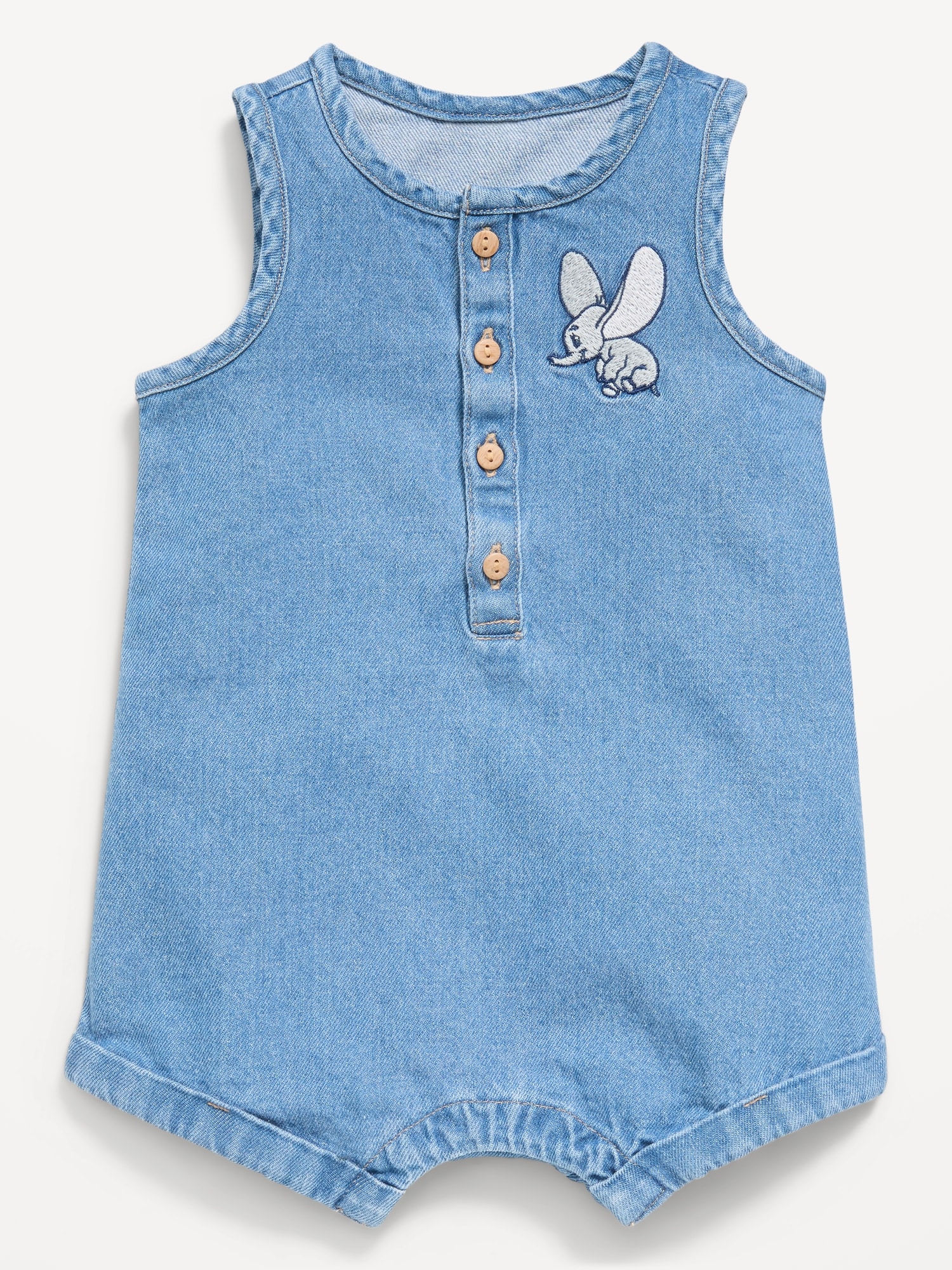 Disney© Dumbo Unisex Sleeveless Henley One-Piece Romper for Baby