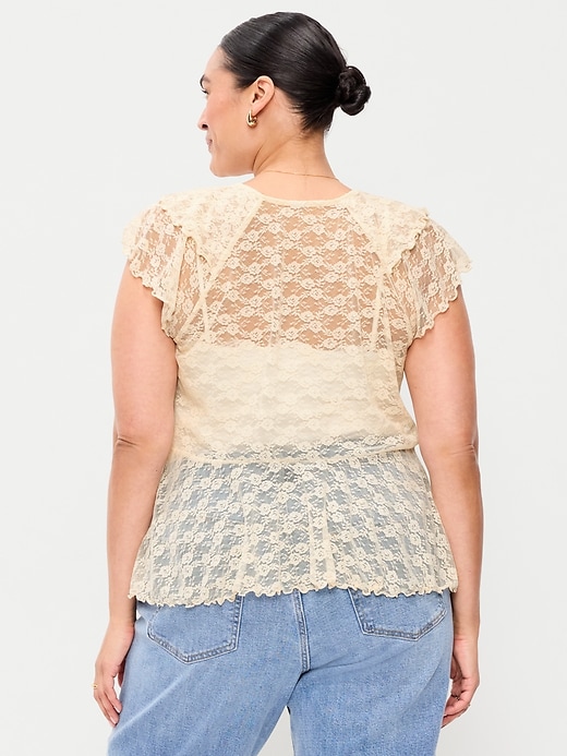 Image number 9 showing, Open-Front Lace Ruffle Top