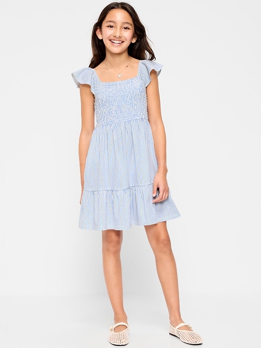 Image number 1 showing, Printed Smocked Fit and Flare Dress for Girls