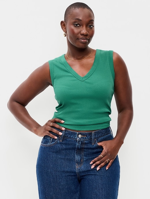 Image number 5 showing, Snug Crop V-Neck Tank Top