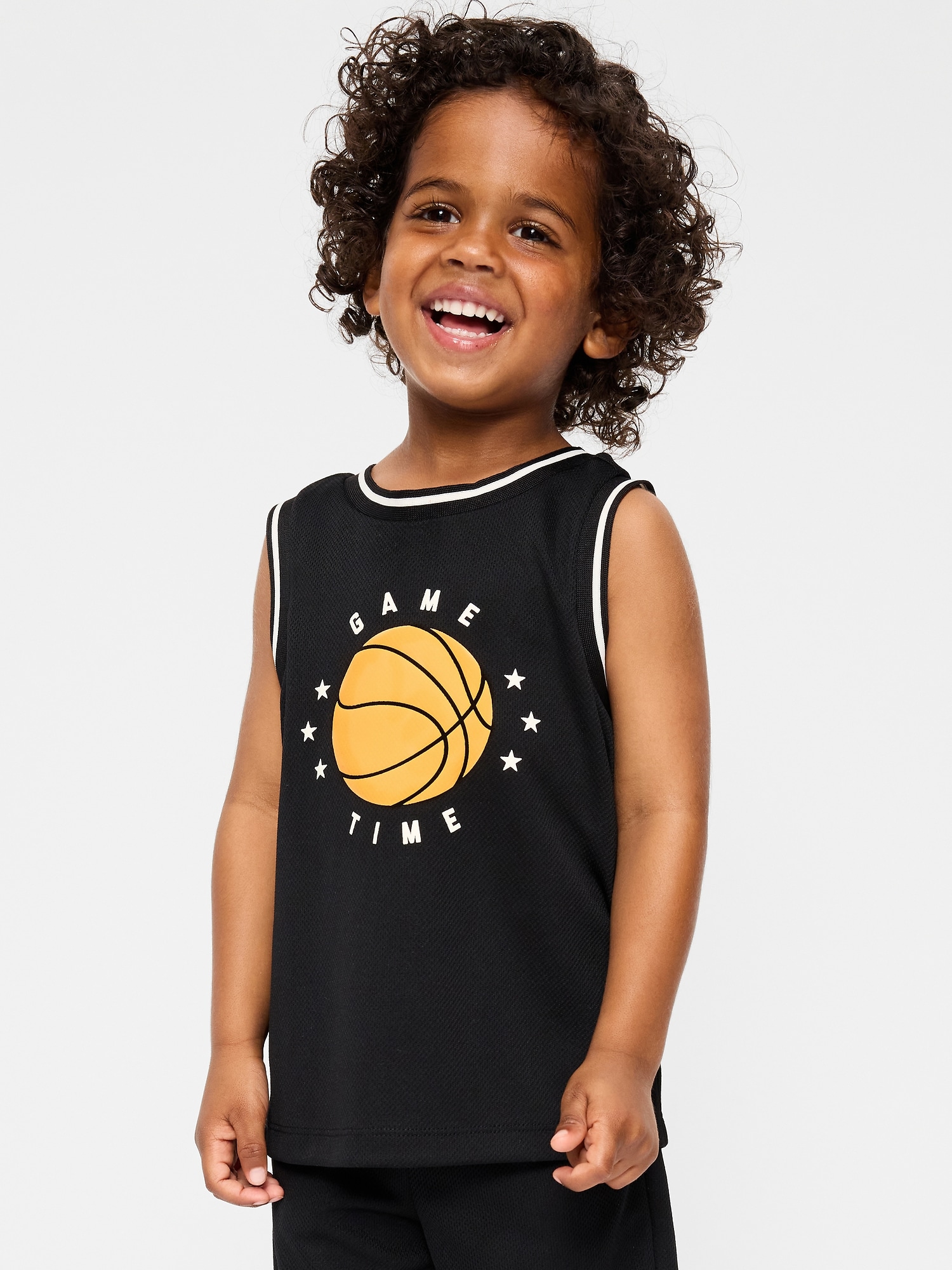 Mesh Graphic Basketball Tank Top for Toddler Boys