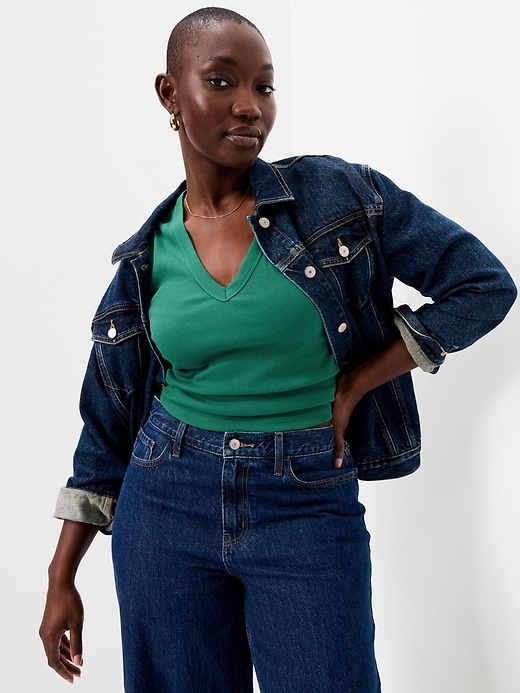 Image number 3 showing, Snug Crop V-Neck Tank Top