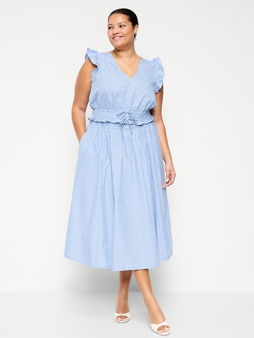 L'image numéro 6 présente Jupe mi-longue à taille smockée