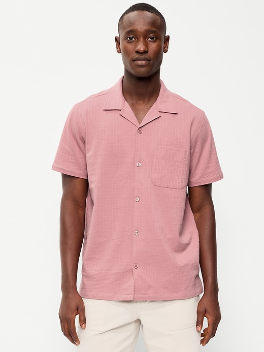 Image number 1 showing, Short-Sleeve Textured Camp Shirt