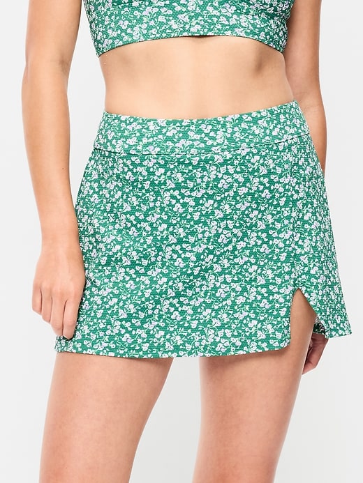 Image number 1 showing, High-Waisted Textured Swim Skirt