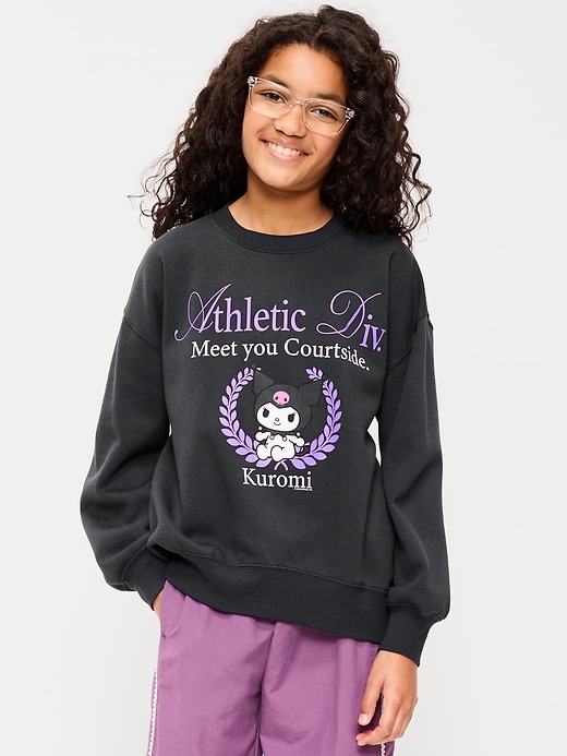 Image number 1 showing, Kuromi™ Oversized Graphic Tunic Sweatshirt for Girls