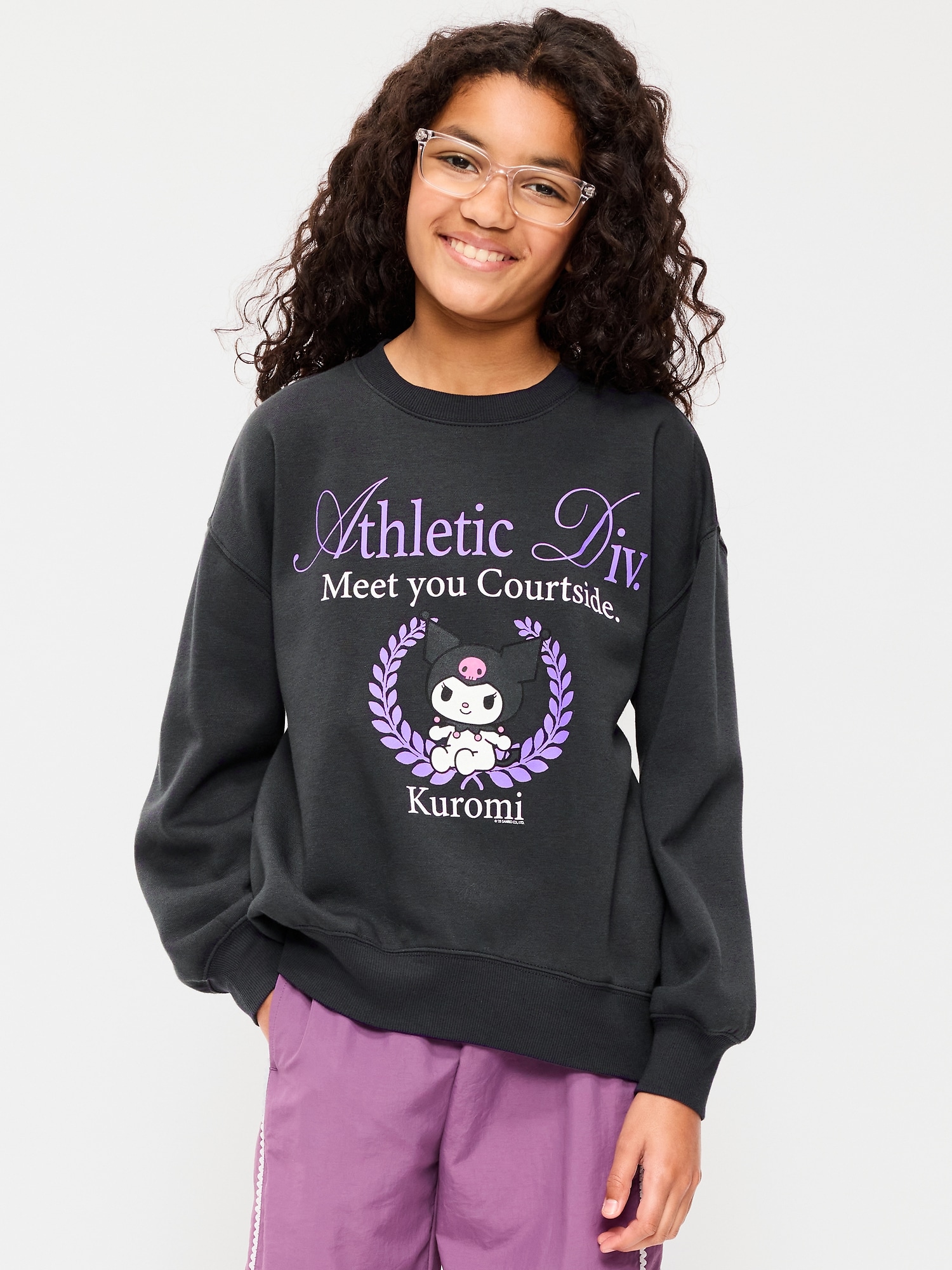 Kuromi™ Oversized Graphic Tunic Sweatshirt for Girls