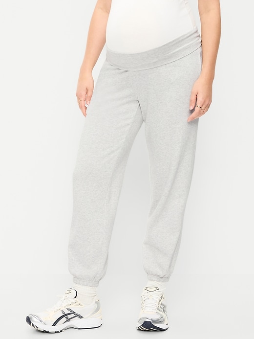 Image number 2 showing, Maternity Rollover-Waist Fleece Jogger Sweatpants