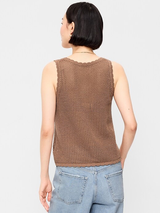 Image number 2 showing, Sleeveless Seaside Cotton Crochet Tank Top