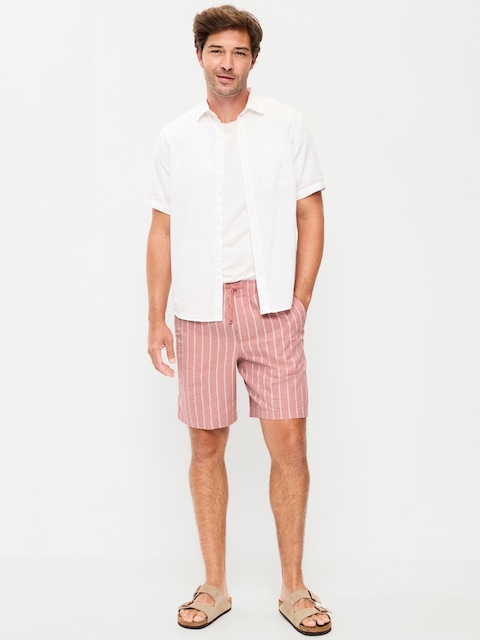 Linen-Blend Jogger Shorts -- 7-inch inseam