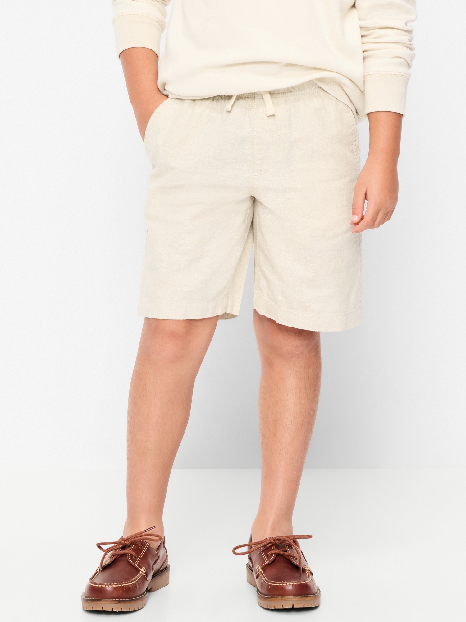 Knee Length Linen-Blend Dock Shorts for Boys