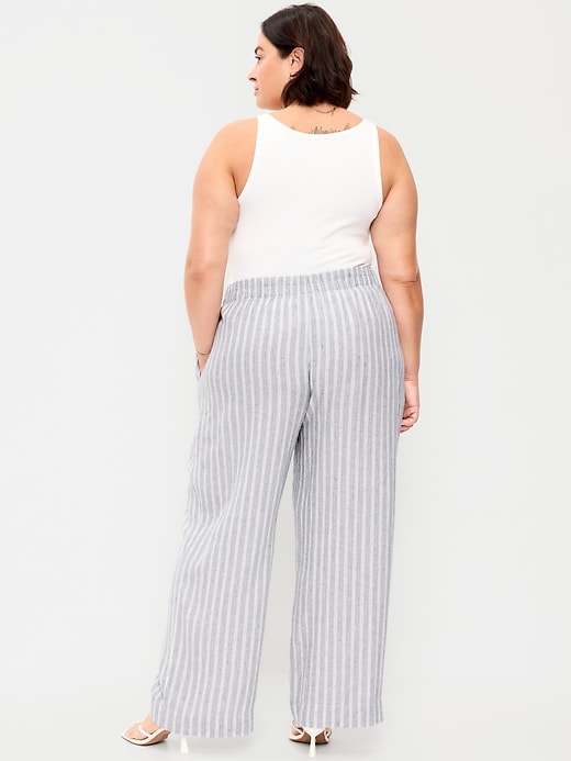 Image number 8 showing, High-Waisted Linen-Blend Wide-Leg Pants