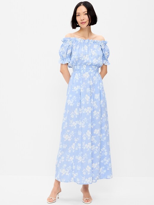 Image number 1 showing, Off-The-Shoulder Boho Maxi Dress