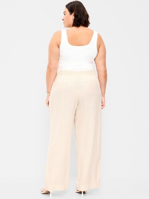 Image number 5 showing, High-Waisted Linen-Blend Wide-Leg Pants