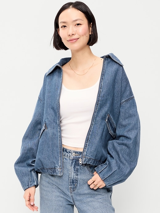Image number 1 showing, Full-Zip Harrington Jean Jacket