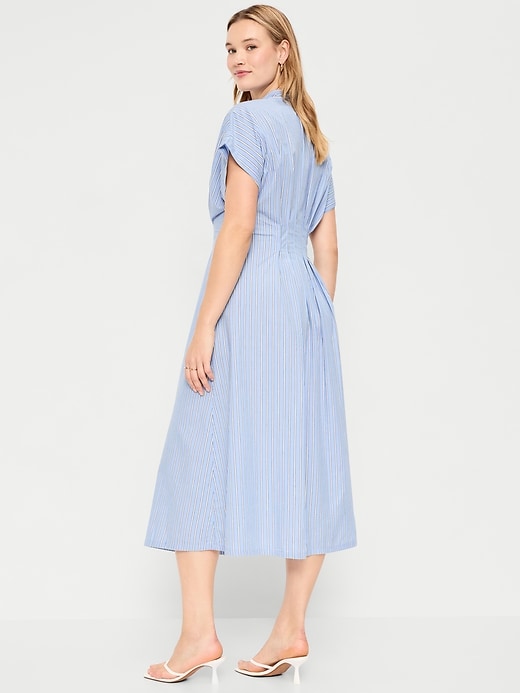 Image number 8 showing, Smocked-Waist Midi Shirt Dress