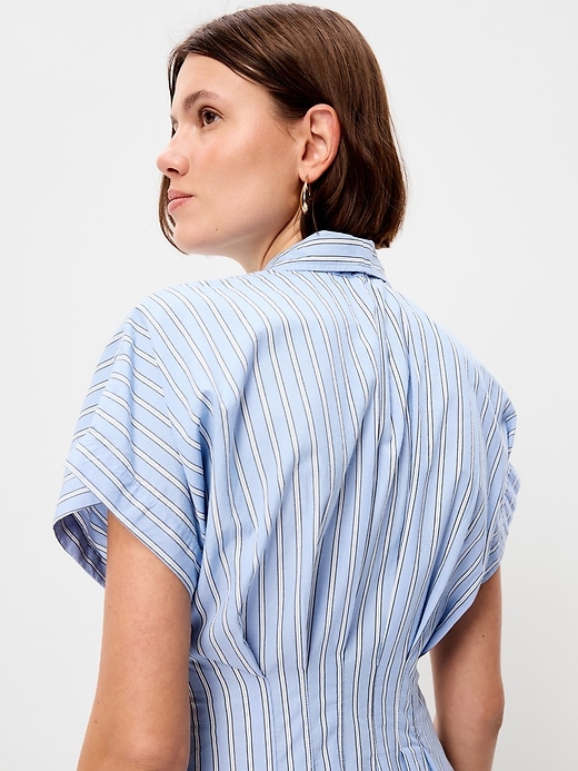 Image number 6 showing, Smocked-Waist Midi Shirt Dress
