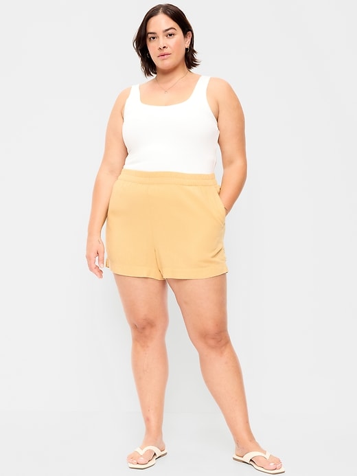Image number 7 showing, High-Waisted Beach Linen Pull-On Shorts