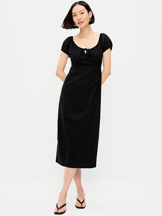 Image number 1 showing, Short-Sleeve Scoop-Neck Midi Dress