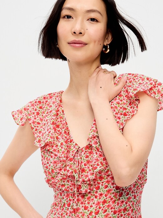 Image number 4 showing, Ruffle-Sleeve Fit & Flare Midi Dress